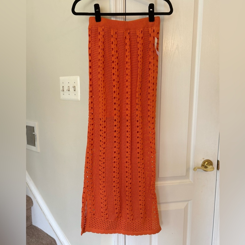 Olive & Oak Vibrant Orange Maxi Skirt